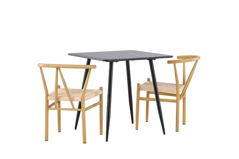 Polar Spisegruppe 75 cm Kvadratisk med 2 Alfons stoler - Sort/Beige - Møbler - Bord - Spisegrupper