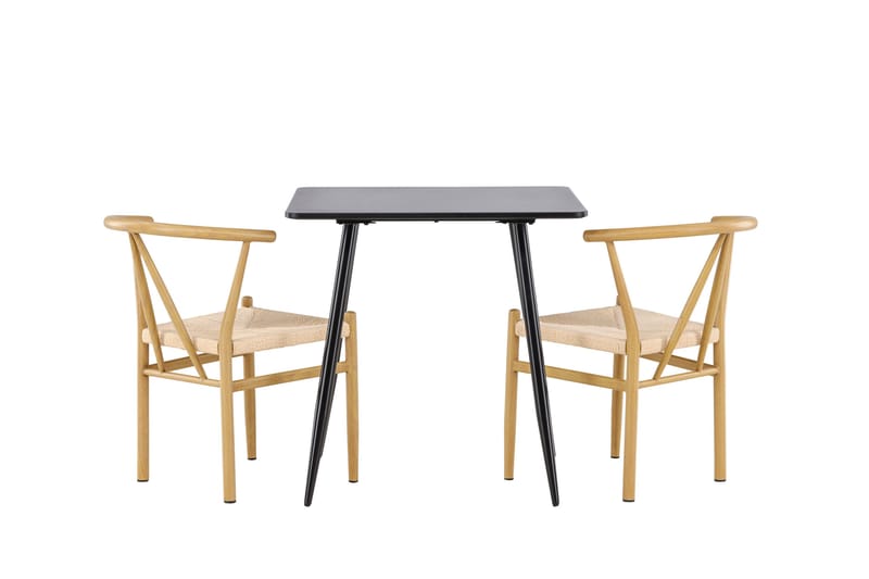 Polar Spisegruppe 75 cm Kvadratisk med 2 Alfons stoler - Sort/Beige - Møbler - Bord - Spisegrupper