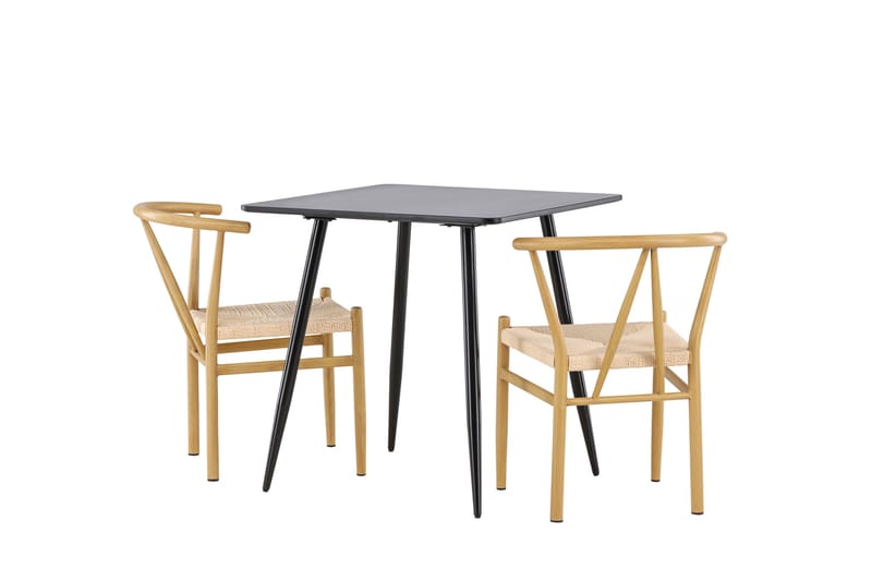 Polar Spisegruppe 75 cm Kvadratisk med 2 Alfons stoler - Sort/Beige - Møbler - Bord - Spisegrupper
