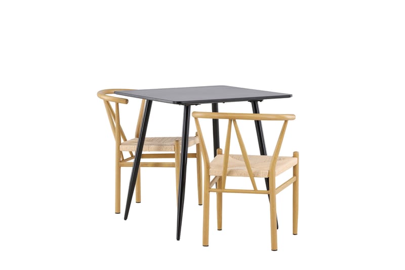 Polar Spisegruppe 75 cm Kvadratisk med 2 Alfons stoler - Sort/Beige - Møbler - Bord - Spisegrupper