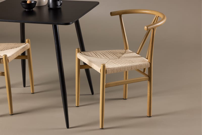 Polar Spisegruppe 75 cm Kvadratisk med 2 Alfons stoler - Sort/Beige - Møbler - Bord - Spisegrupper