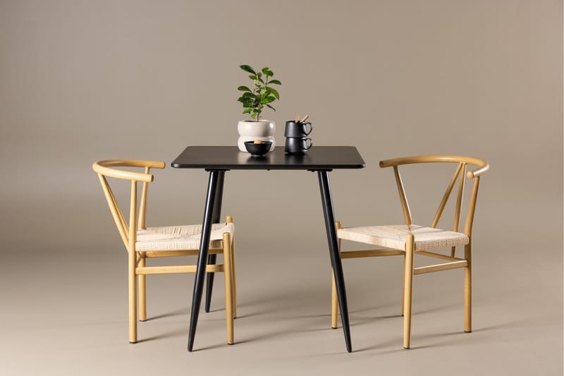 Polar Spisegruppe 75 cm Kvadratisk med 2 Alfons stoler - Sort/Beige - Møbler - Bord - Spisegrupper