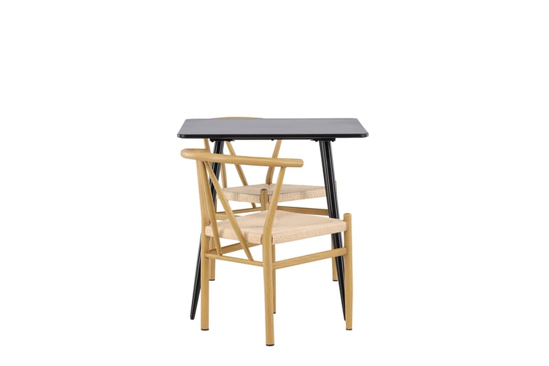 Polar Spisegruppe 75 cm Kvadratisk med 2 Alfons stoler - Sort/Beige - Møbler - Bord - Spisegrupper