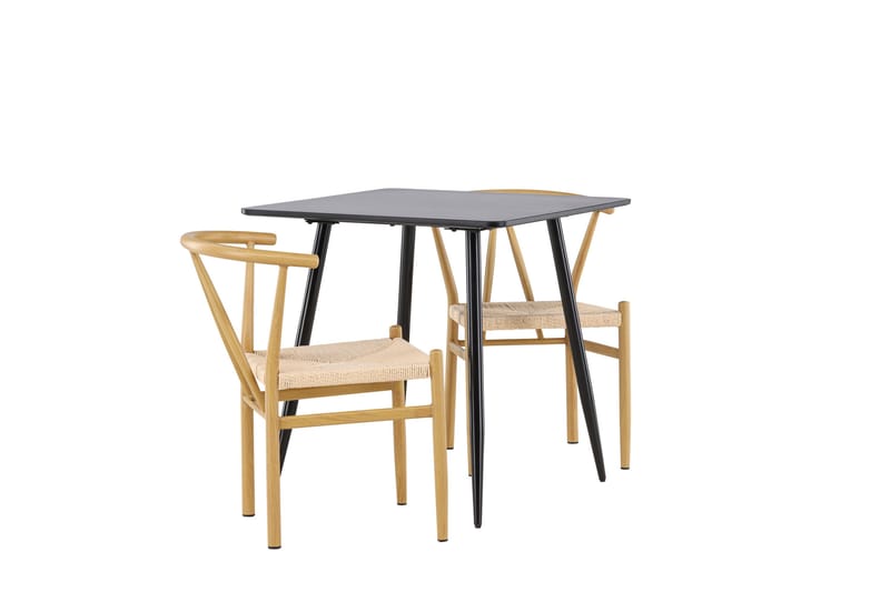 Polar Spisegruppe 75 cm Kvadratisk med 2 Alfons stoler - Sort/Beige - Møbler - Bord - Spisegrupper