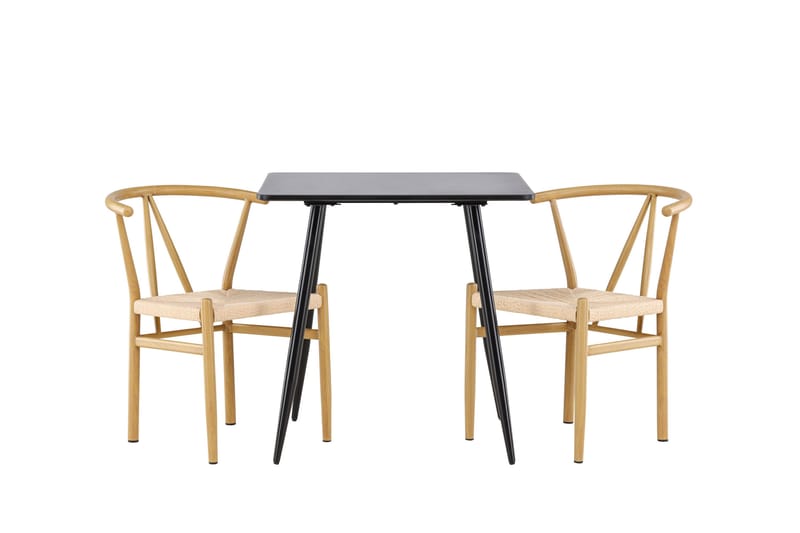 Polar Spisegruppe 75 cm Kvadratisk med 2 Alfons stoler - Sort/Beige - Møbler - Bord - Spisegrupper