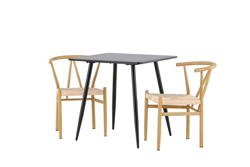 Polar Spisegruppe 75 cm Kvadratisk med 2 Alfons stoler - Sort/Beige - Møbler - Bord - Spisegrupper