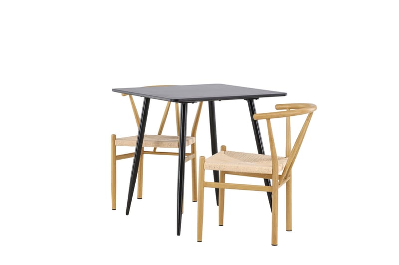 Polar Spisegruppe 75 cm Kvadratisk med 2 Alfons stoler - Sort/Beige - Møbler - Bord - Spisegrupper