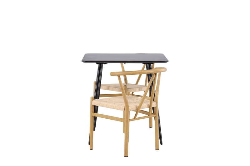 Polar Spisegruppe 75 cm Kvadratisk med 2 Alfons stoler - Sort/Beige - Møbler - Bord - Spisegrupper