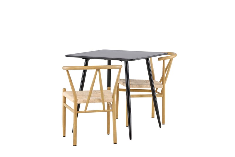 Polar Spisegruppe 75 cm Kvadratisk med 2 Alfons stoler - Sort/Beige - Møbler - Bord - Spisegrupper