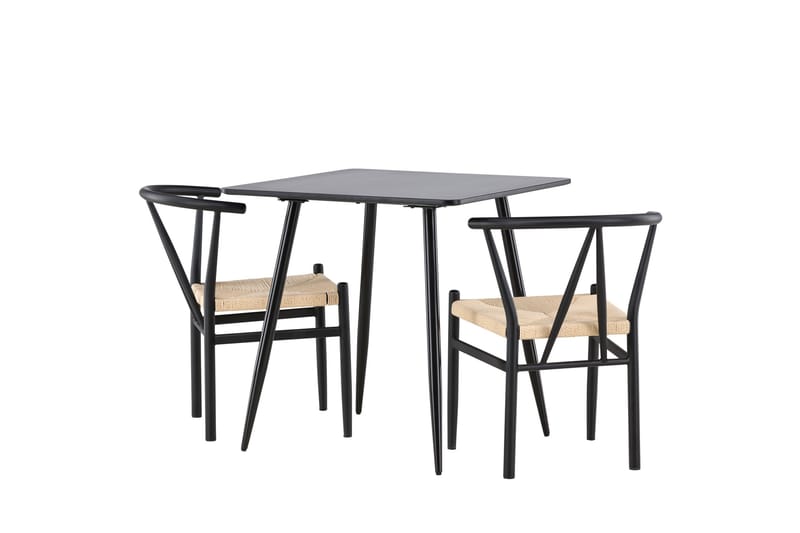 Polar Spisegruppe 75 cm Kvadratisk med 2 Alfons stoler - Sort/Sort - Møbler - Bord - Spisegrupper