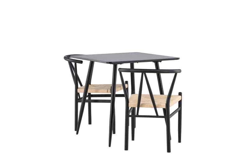 Polar Spisegruppe 75 cm Kvadratisk med 2 Alfons stoler - Sort/Sort - Møbler - Bord - Spisegrupper