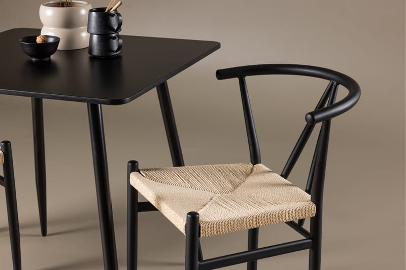 Polar Spisegruppe 75 cm Kvadratisk med 2 Alfons stoler - Sort/Sort - Møbler - Bord - Spisegrupper