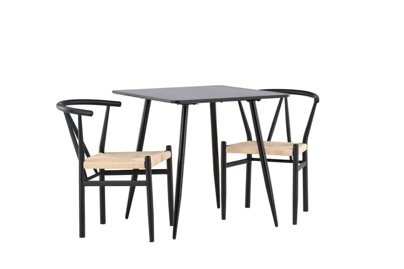 Polar Spisegruppe 75 cm Kvadratisk med 2 Alfons stoler - Sort/Sort - Møbler - Bord - Spisegrupper
