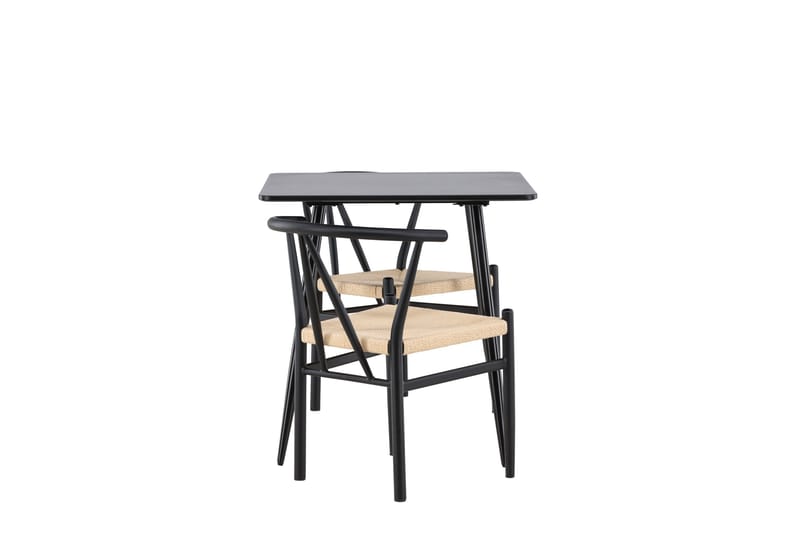 Polar Spisegruppe 75 cm Kvadratisk med 2 Alfons stoler - Sort/Sort - Møbler - Bord - Spisegrupper