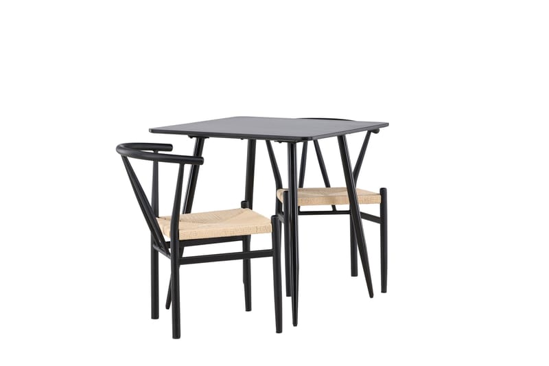 Polar Spisegruppe 75 cm Kvadratisk med 2 Alfons stoler - Sort/Sort - Møbler - Bord - Spisegrupper