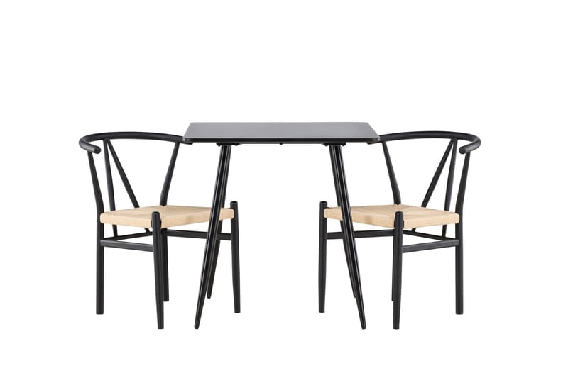 Polar Spisegruppe 75 cm Kvadratisk med 2 Alfons stoler - Sort/Sort - Møbler - Bord - Spisegrupper
