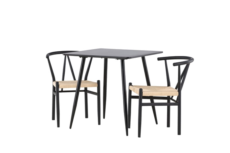 Polar Spisegruppe 75 cm Kvadratisk med 2 Alfons stoler - Sort/Sort - Møbler - Bord - Spisegrupper