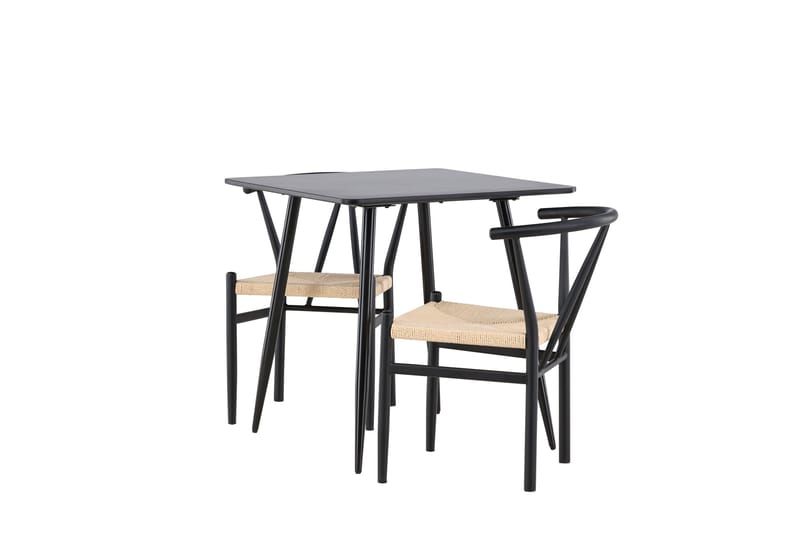 Polar Spisegruppe 75 cm Kvadratisk med 2 Alfons stoler - Sort/Sort - Møbler - Bord - Spisegrupper