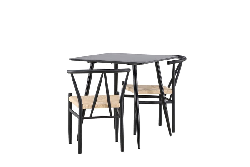 Polar Spisegruppe 75 cm Kvadratisk med 2 Alfons stoler - Sort/Sort - Møbler - Bord - Spisegrupper
