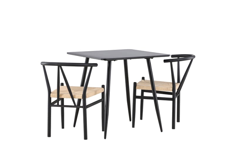 Polar Spisegruppe 75 cm Kvadratisk med 2 Alfons stoler - Sort/Sort - Møbler - Bord - Spisegrupper
