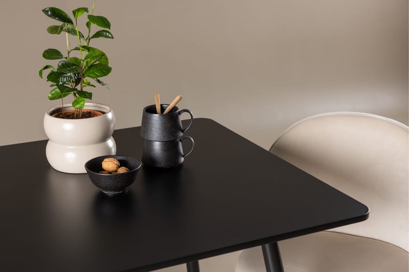 Polar Spisegruppe 75 cm Kvadratisk med 2 Velvet stoler - Sort/Beige - Møbler - Bord - Spisegrupper