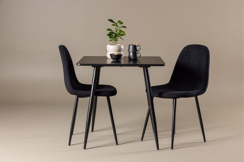 Polar Spisegruppe 75 cm Kvadratisk med 2 Polar stoler - Sort/Sort - Møbler - Bord - Spisegrupper