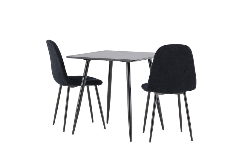 Polar Spisegruppe 75 cm Kvadratisk med 2 Polar stoler - Sort/Sort - Møbler - Bord - Spisegrupper