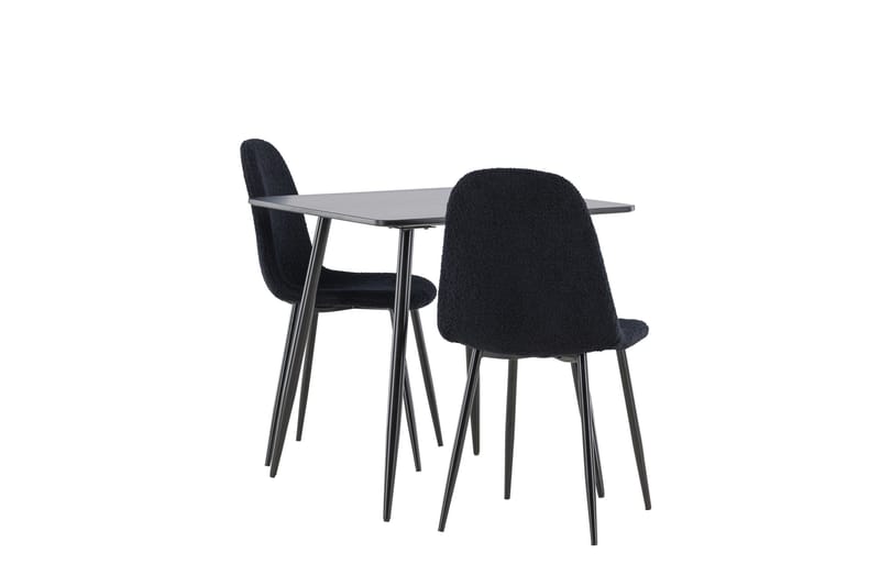 Polar Spisegruppe 75 cm Kvadratisk med 2 Polar stoler - Sort/Sort - Møbler - Bord - Spisegrupper