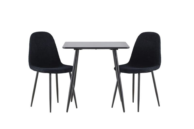 Polar Spisegruppe 75 cm Kvadratisk med 2 Polar stoler - Sort/Sort - Møbler - Bord - Spisegrupper