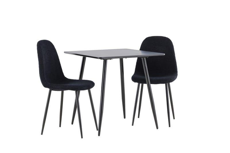 Polar Spisegruppe 75 cm Kvadratisk med 2 Polar stoler - Sort/Sort - Møbler - Bord - Spisegrupper