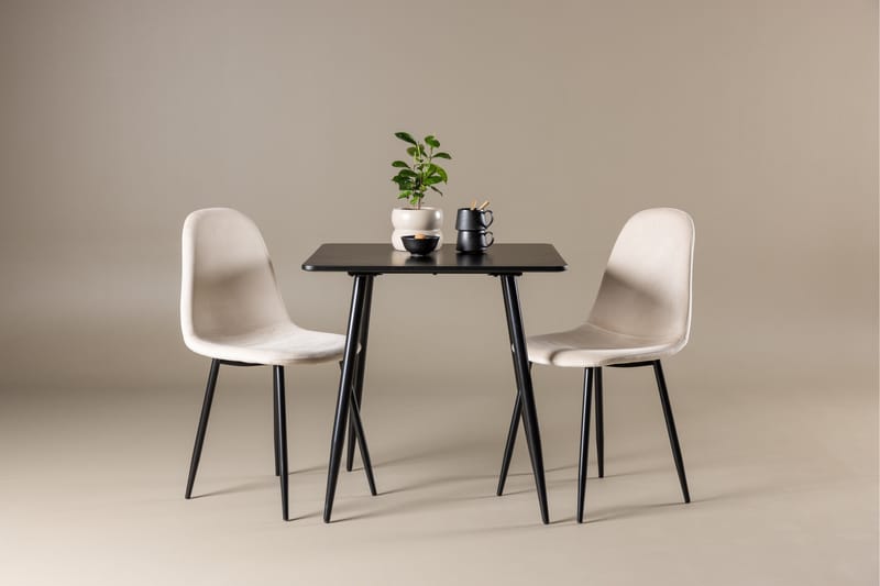 Polar Spisegruppe 75 cm Kvadratisk med 2 Polar stoler - Sort/Beige - Møbler - Bord - Spisegrupper