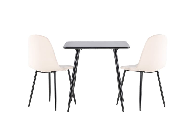 Polar Spisegruppe 75 cm Kvadratisk med 2 Polar stoler - Sort/Beige - Møbler - Bord - Spisegrupper