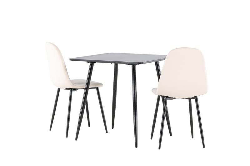 Polar Spisegruppe 75 cm Kvadratisk med 2 Polar stoler - Sort/Beige - Møbler - Bord - Spisegrupper