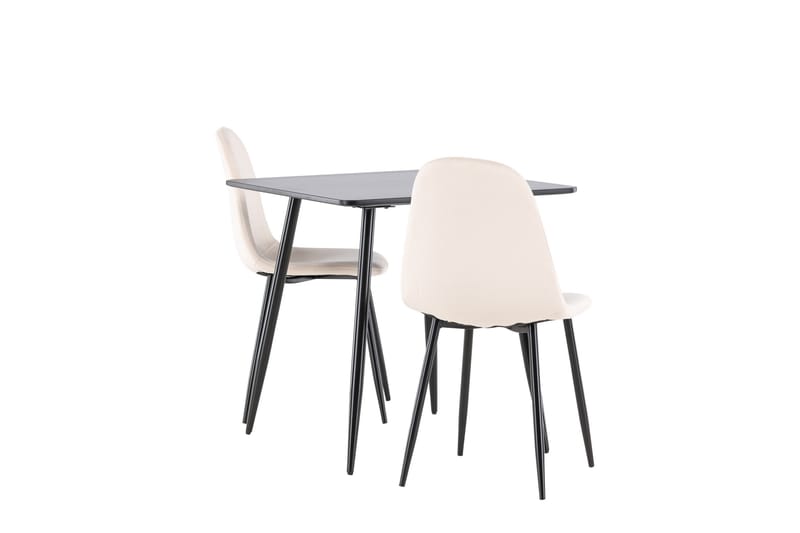 Polar Spisegruppe 75 cm Kvadratisk med 2 Polar stoler - Sort/Beige - Møbler - Bord - Spisegrupper