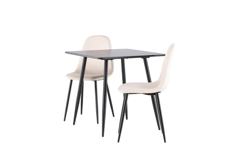Polar Spisegruppe 75 cm Kvadratisk med 2 Polar stoler - Sort/Beige - Møbler - Bord - Spisegrupper