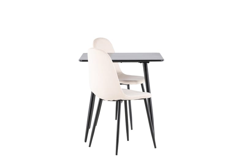 Polar Spisegruppe 75 cm Kvadratisk med 2 Polar stoler - Sort/Beige - Møbler - Bord - Spisegrupper