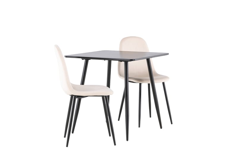 Polar Spisegruppe 75 cm Kvadratisk med 2 Polar stoler - Sort/Beige - Møbler - Bord - Spisegrupper