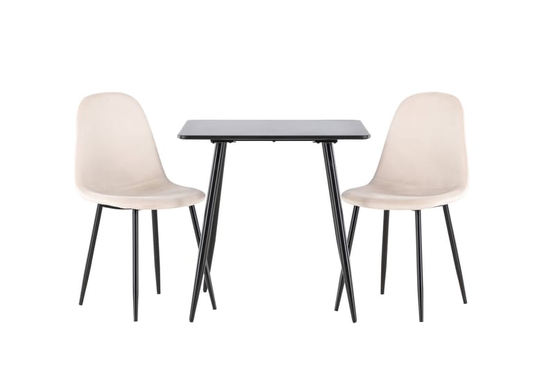 Polar Spisegruppe 75 cm Kvadratisk med 2 Polar stoler - Sort/Beige - Møbler - Bord - Spisegrupper