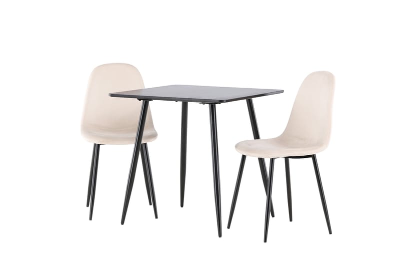 Polar Spisegruppe 75 cm Kvadratisk med 2 Polar stoler - Sort/Beige - Møbler - Bord - Spisegrupper