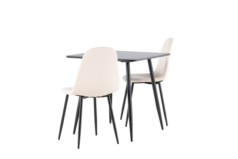 Polar Spisegruppe 75 cm Kvadratisk med 2 Polar stoler - Sort/Beige - Møbler - Bord - Spisegrupper