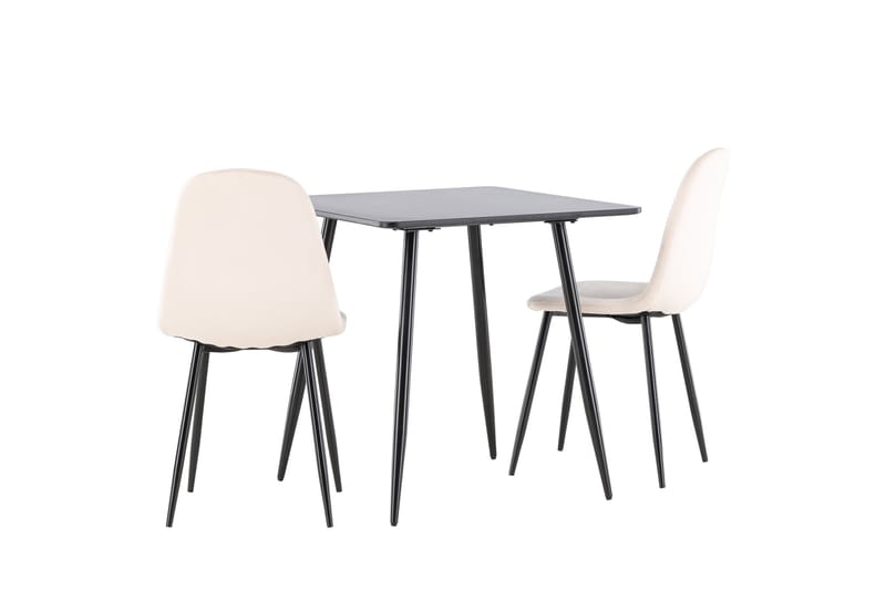Polar Spisegruppe 75 cm Kvadratisk med 2 Polar stoler - Sort/Beige - Møbler - Bord - Spisegrupper