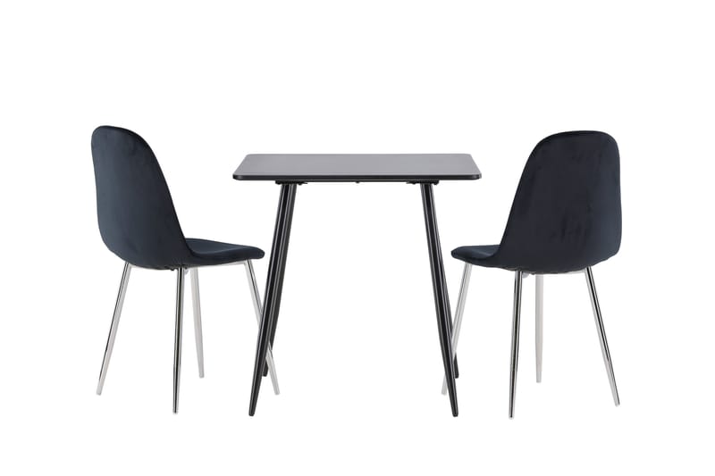 Polar Spisegruppe 75 cm Kvadratisk med 2 Polar stoler - Sort/Sort - Møbler - Bord - Spisegrupper