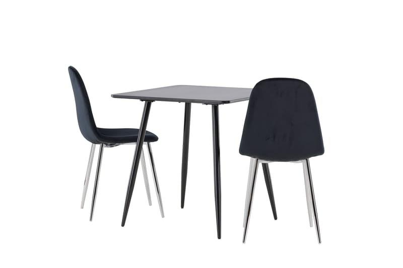 Polar Spisegruppe 75 cm Kvadratisk med 2 Polar stoler - Sort/Sort - Møbler - Bord - Spisegrupper