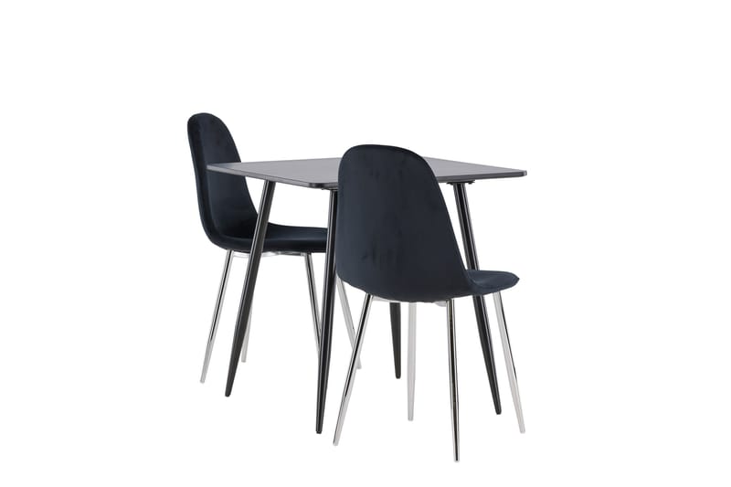 Polar Spisegruppe 75 cm Kvadratisk med 2 Polar stoler - Sort/Sort - Møbler - Bord - Spisegrupper