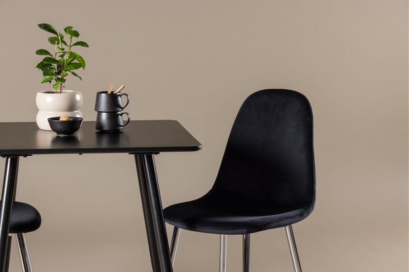 Polar Spisegruppe 75 cm Kvadratisk med 2 Polar stoler - Sort/Sort - Møbler - Bord - Spisegrupper