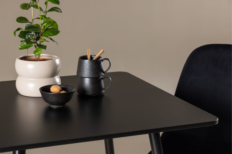 Polar Spisegruppe 75 cm Kvadratisk med 2 Polar stoler - Sort/Sort - Møbler - Bord - Spisegrupper