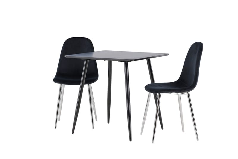 Polar Spisegruppe 75 cm Kvadratisk med 2 Polar stoler - Sort/Sort - Møbler - Bord - Spisegrupper