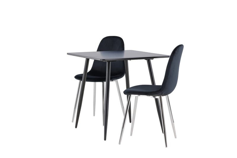 Polar Spisegruppe 75 cm Kvadratisk med 2 Polar stoler - Sort/Sort - Møbler - Bord - Spisegrupper