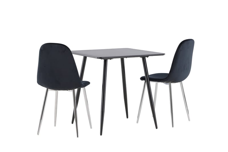 Polar Spisegruppe 75 cm Kvadratisk med 2 Polar stoler - Sort/Sort - Møbler - Bord - Spisegrupper