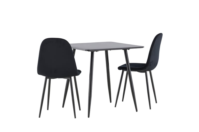 Polar Spisegruppe 75 cm Kvadratisk med 2 Polar stoler - Sort/Sort - Møbler - Bord - Spisegrupper